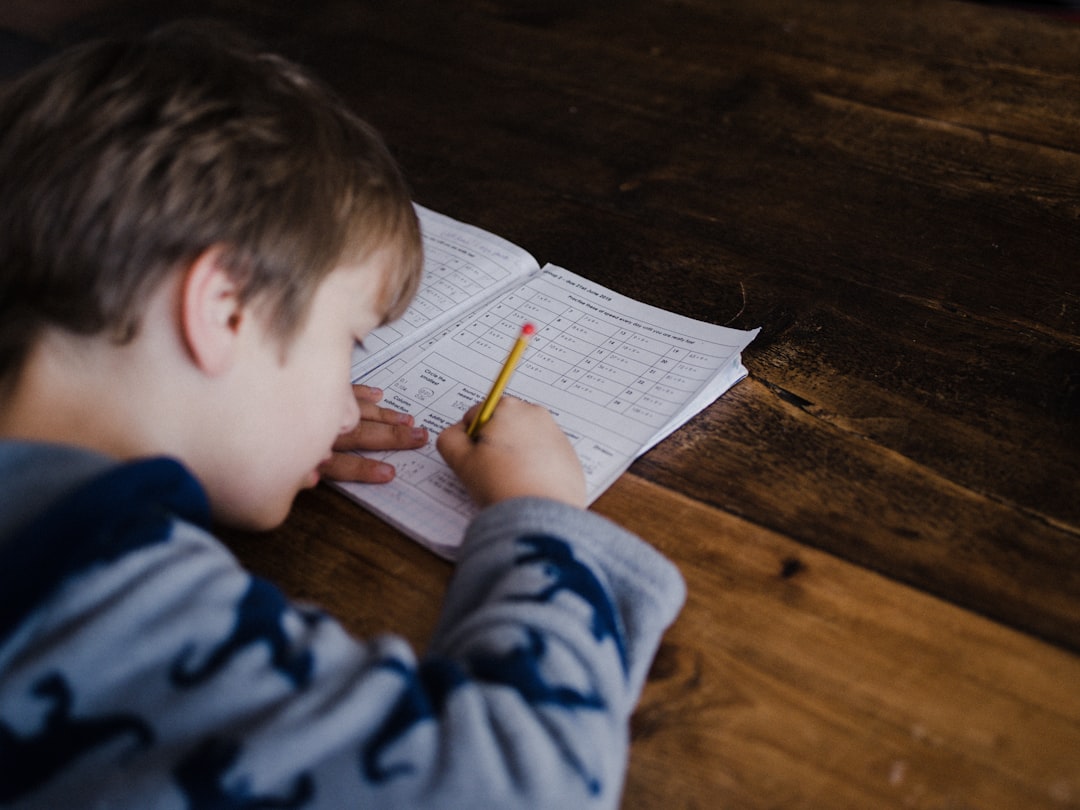 Primary school pupil practising for 11+ entry